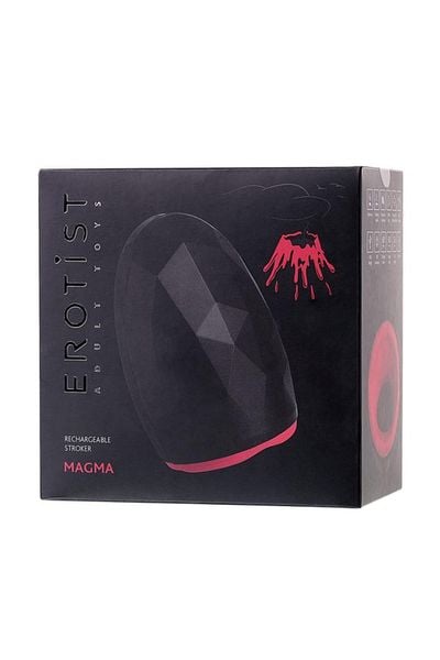 Erotist Magma; Rechargeable Masturbator With Heating, Silicone, Black, zdjęcie 7