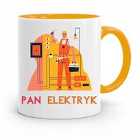 Kubek Żółty Prezent Dla Elektryka Pan Elektryk Z Nadrukiem Ze Zdjęciem