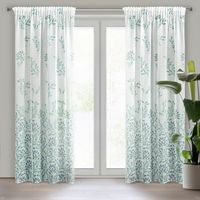 Zasłona gotowa na taśmie CLARISSA 140x270 biała w zielone gałązki