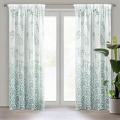 Zasłona gotowa na taśmie CLARISSA 140x270 biała w zielone gałązki