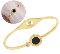 Bransoletka złota sztywna stal chirurgiczna elegancka czarne oczko tarcza
