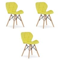 Krzesło tapicerowane skandynawskie żółte LAGO 3 szt. loft nowoczesne