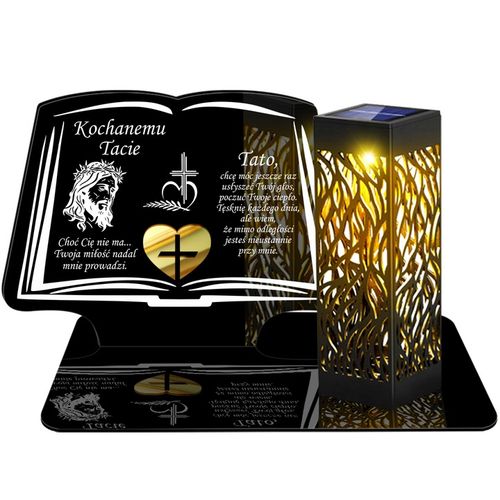 ZNICZ SOLARNY LED WIECZNY DLA TATY NA CMENTARZ GRÓB lampka Księga 3D na Arena.pl