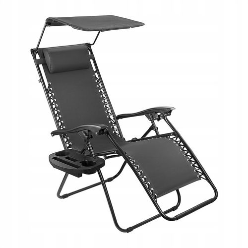LEŻAK Z DASZKIEM SKŁADANY ZERO GRAVITY PLAŻOWY 2W1 FOTEL OGRODOWY GRATIS- na Arena.pl