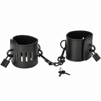 sportsheets s&m shadow locking cuffs kajdanki z zamkiem, czarne, 25 cm