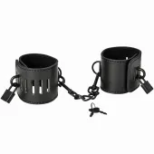 sportsheets s&m shadow locking cuffs kajdanki z zamkiem, czarne, 25 cm