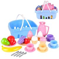 Zestaw Podwieczorek Koszyk Owoce Filiżanki Lody 7242