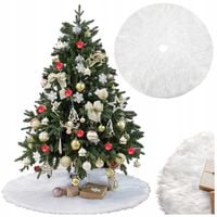 DYWANIK POD CHOINKĘ MATA FUTERKO BIAŁY DYWAN DUŻY NA PREZENTY OKRĄGŁY 90 CM