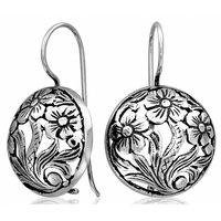 SREBRNE KOLCZYKI WYPUKŁE W KWIATKI NA BIGLU SREBRO PRÓBY 925