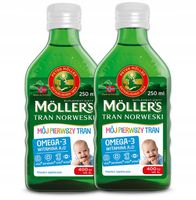 2x Möller's Mój Pierwszy TRAN NORWESKI 250ml WITAMINA D i A dla niemowląt
