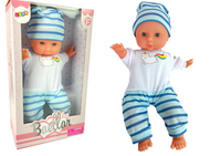 ND24_12181 Lalka Bobas Niebieska Piżama w Paski 30 cm  5904665999226