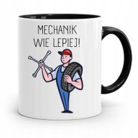 Kubek Czarny Dla Mechanika Mechanik Wie Lepiej! Z Nadrukiem Ze Zdjęciem