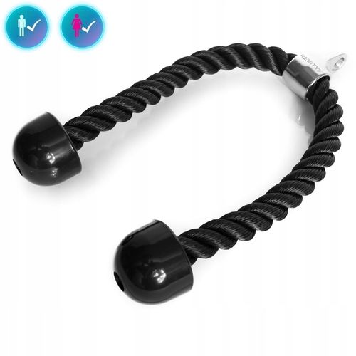 SZNUR UCHWYT DO WYCIĄGU LINA NA TRICEPS MASYWNA I SOLIDNA Z KARABIŃCZYKIEM na Arena.pl