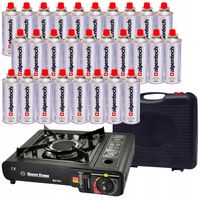 Kuchenka turystyczna przenośna camping grill biwak kartusze gazowe 28 sztuk