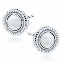 RODOWANE SREBRNE KOLCZYKI PLECIONE KÓŁKA KÓŁECZKA JASNE PERŁY PEREŁKI