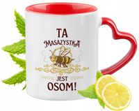 Kubek Dla Masażystki Czerwony Z Uszkiem W Kształcie Serca Na Prezent