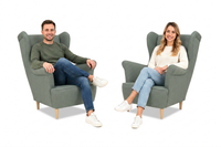 Fotele uszaki skandynawskie szare melanżowe wygodne salon Zoja Family Meble