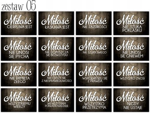 HYMN O MIŁOŚCI tabliczki 16 szt 20x30cm weselne na Arena.pl