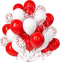 Balony lateksowe zestaw 30 sztuk czerwone białe z konfetti mix hel 12"