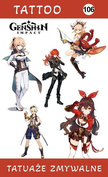 Tatuaże zmywalne Genshin Impact zdjęcie 1