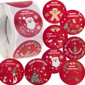 Naklejki Świąteczne Na Prezenty Paczki Święta Ozdobne Rolka 500 Szt Okrągłe