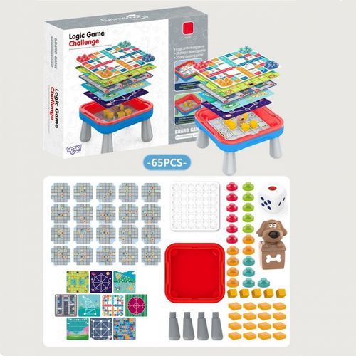 WOOPIE Stolik Gier Planszowych Logicznych 65 el. Zestaw 11w1 na Arena.pl