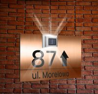 miedziana TABLICZKA ADRESOWA aluminiowa oświetlona numer domu dibond