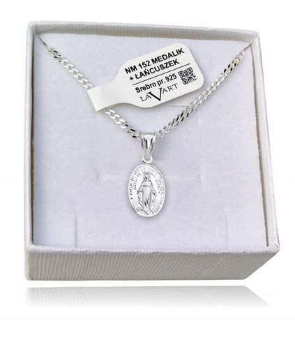 ŁAŃCUSZEK srebrny MEDALIK komunijny Matka Boska Cudowna do Komunii Chrzest na Arena.pl