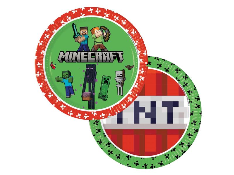 Talerzyki papierowe Minecraft TNT 23cm 8szt zdjęcie 1