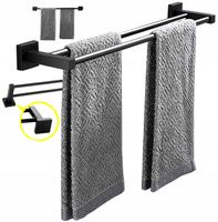 Wieszak Ścienny Na Ręczniki Łazienkowy Czarny 50Cm