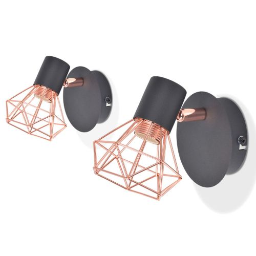 Lampy ścienne, 2 szt., E14, czarno-miedziane na Arena.pl