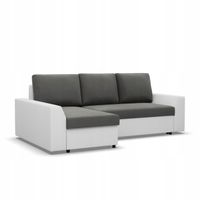 NAROŻNIK LUGO POPIEL BIAŁY Rogówka KANAPA Funkcja Spania Wygodny