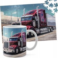 ZESTAW KUBEK + PUZZLE 110EL - TIR CIĘŻARÓWKA TRANSPORT SPEDYCJA