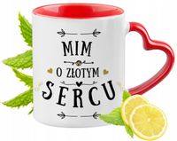 Kubek Czerwony Z Uszkiem W Kształcie Serca Dla Mima Na Prezent
