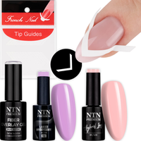 NTN Zestaw Classic French 2x Lakier Hybrydowy 5g + Żel+Naklejki Paski Nr175
