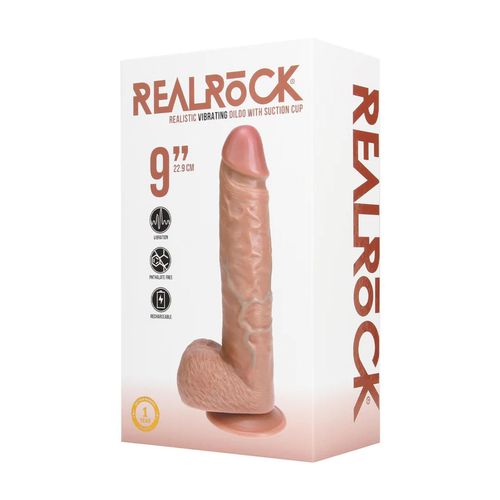 Vibrating Regular Straight Cock With Balls - 23 Cm - Tan na Arena.pl