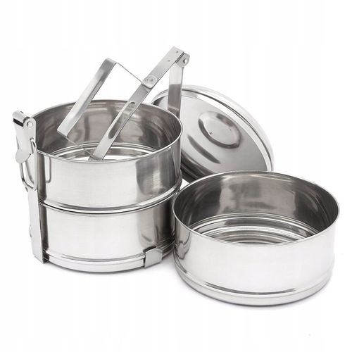 TURYSTYCZNA MENAŻKA OBIADOWA na biwak piknik STALOWY POJEMNIK NA 3 obiady na Arena.pl