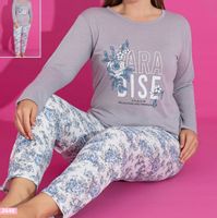 Damska piżama długa bawełniana długi rękaw długie spodnie 3XL plus size