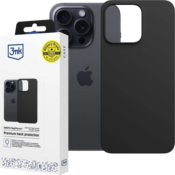 apple iphone 15 pro max - 3mk hardy magsilicone graphite zdjęcie 1