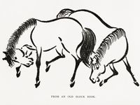 Plakat 100x75cm Konie Japoński Vintage do Salonu