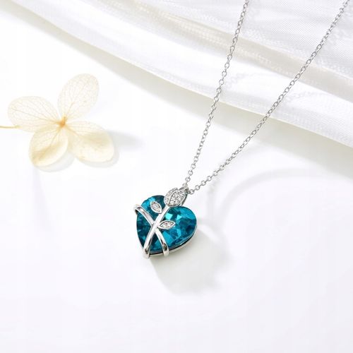 NASZYJNIK SREBRNY ŁAŃCUSZEK DAMSKI Z ZAWIESZKĄ SERCE RÓŻA SREBRO PRÓBA 925 na Arena.pl