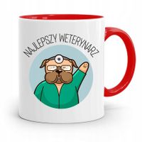 Kubek Czerwony Weterynarza Najlepszy Weterynarz Z Nadrukiem Ze Zdjęciem