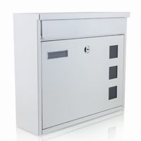 16056 Skrzynka na listy biała z wrzutem okienka poglądowe post gazety