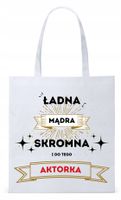 Torba Biała Eco Shopper Dla Aktora Aktorki Prezent Z Nadrukiem Ze Zdjęciem