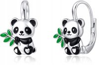 Srebrne kolczyki dla dziewczynki panda srebro próba 925 angielskie