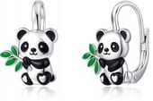 Srebrne kolczyki dla dziewczynki panda srebro próba 925 angielskie