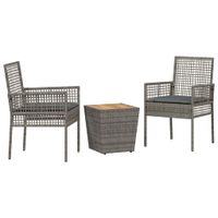 Zestaw Bistro Ogrodowego 3 pcs Szary Polirattan