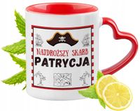 Kubek Czerwony Z Uszkiem W Kształcie Serca Dla Patrycji Na Prezent