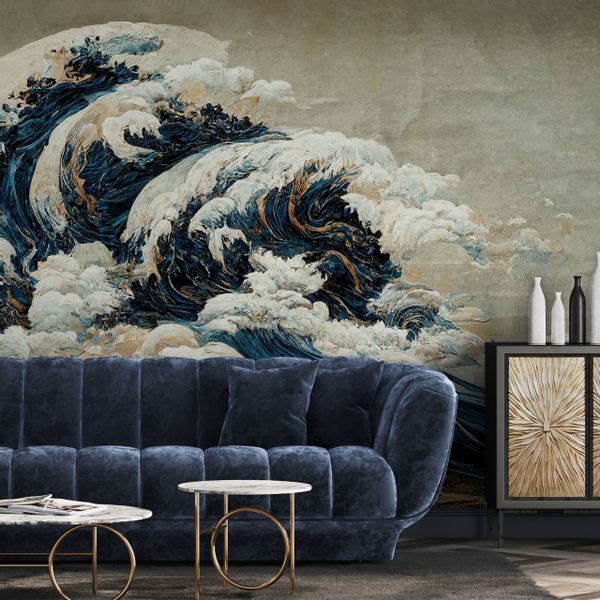 Fototapeta OCEAN Fale Japoński Styl Retro 180cm x 120cm zdjęcie 3