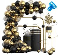 BALONY GIRLANDA BALONOWA CZARNA ZŁOTO ŁUK XXL 112